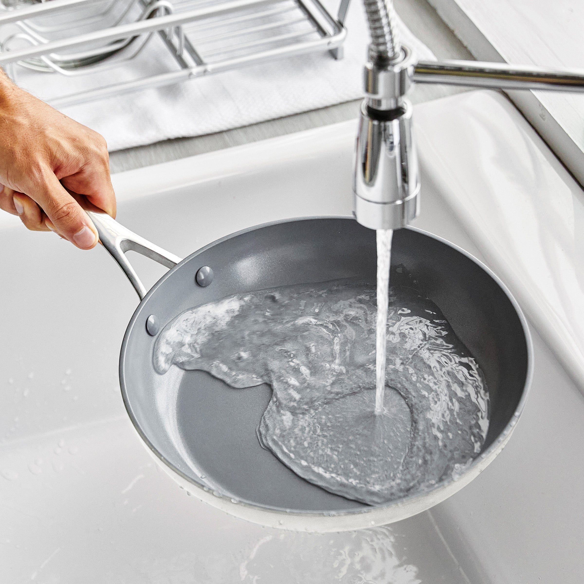 Valencia Pro Ceramic Nonstick 9.5 and 11 Frypan Set | Cream - Image 8