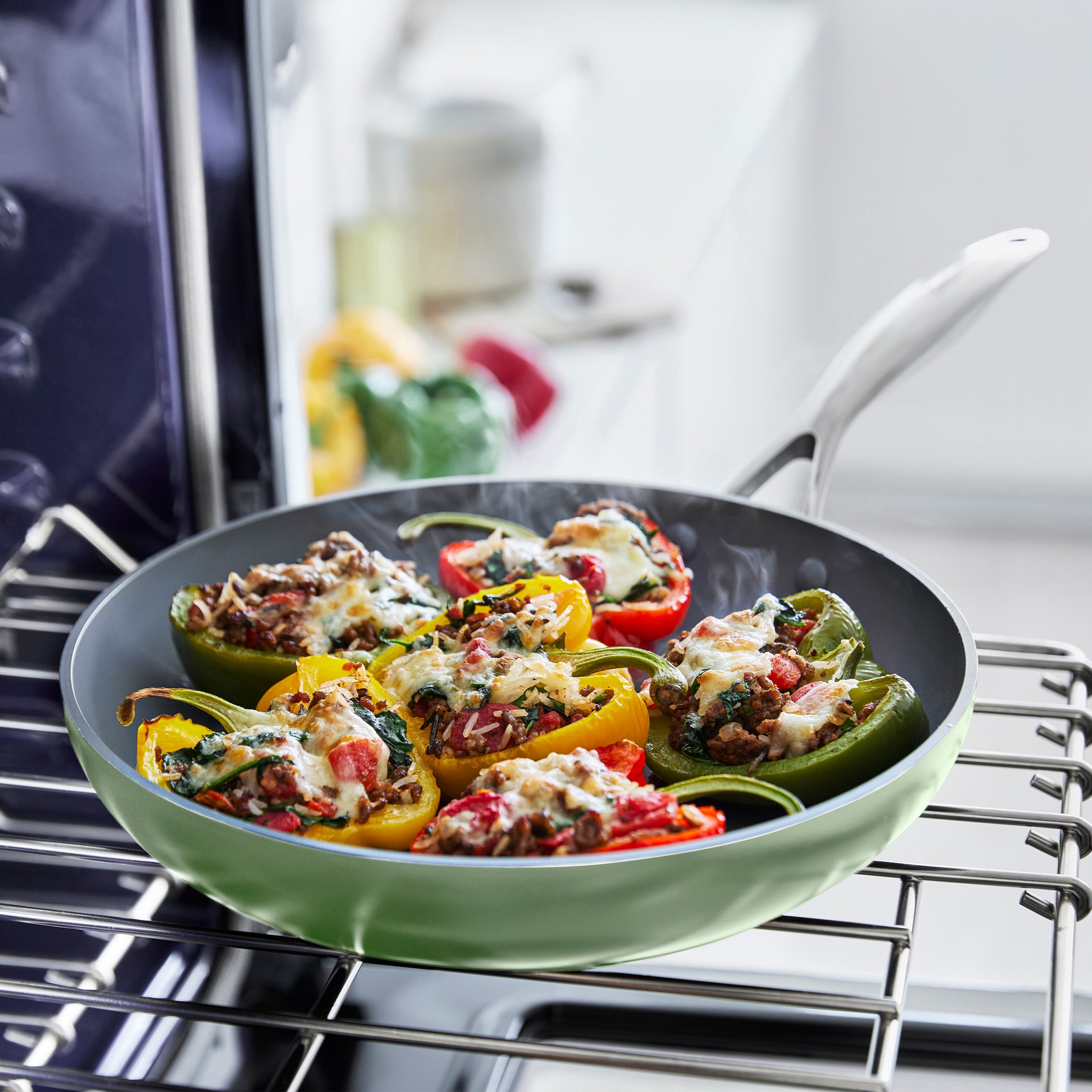 Valencia Pro Ceramic Nonstick 9.5 and 11 Frypan Set | Sage - Image 6