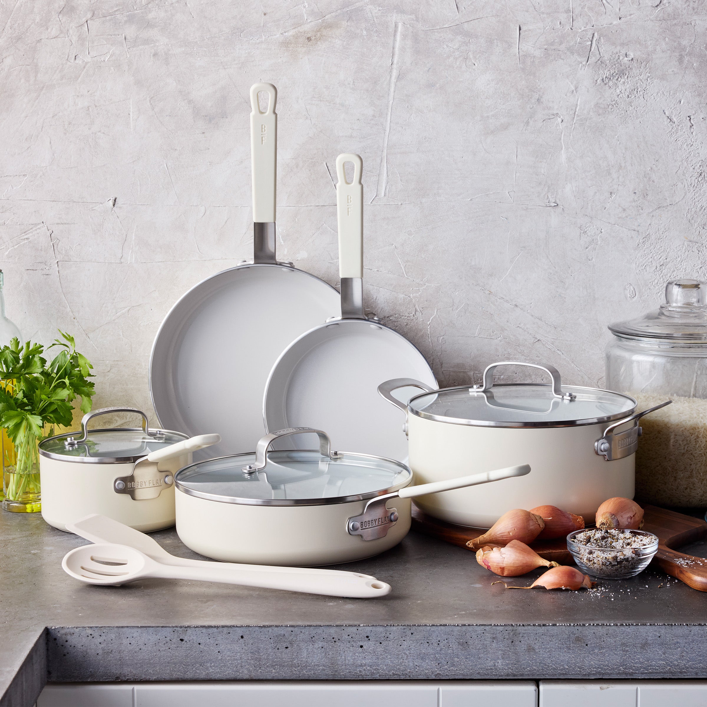 Bobby Flay by GreenPan Professional Ceramic Nonstick 10-Piece Cookware Set | Cream - Image 3