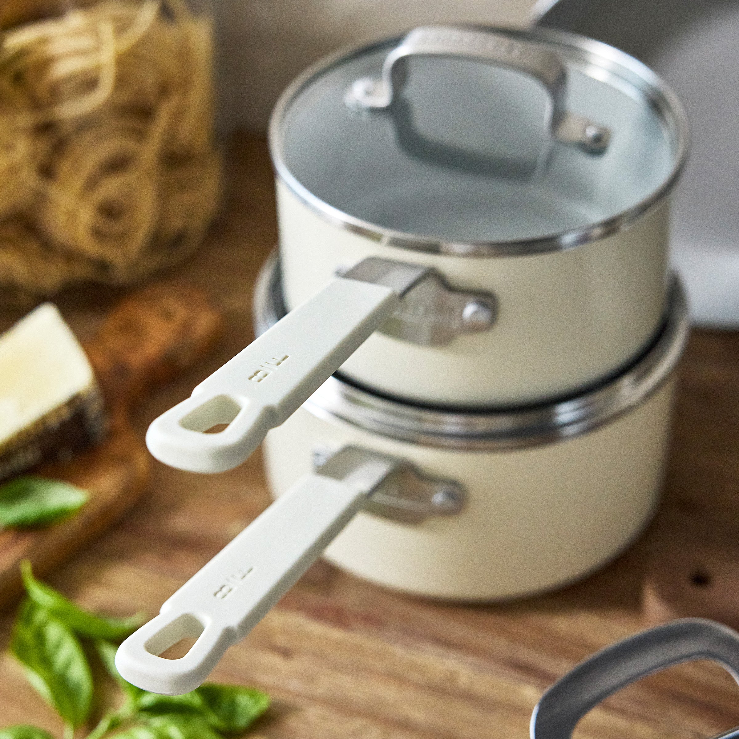Bobby Flay by GreenPan Professional Ceramic Nonstick 16-Piece Cookware Set | Cream - Image 6