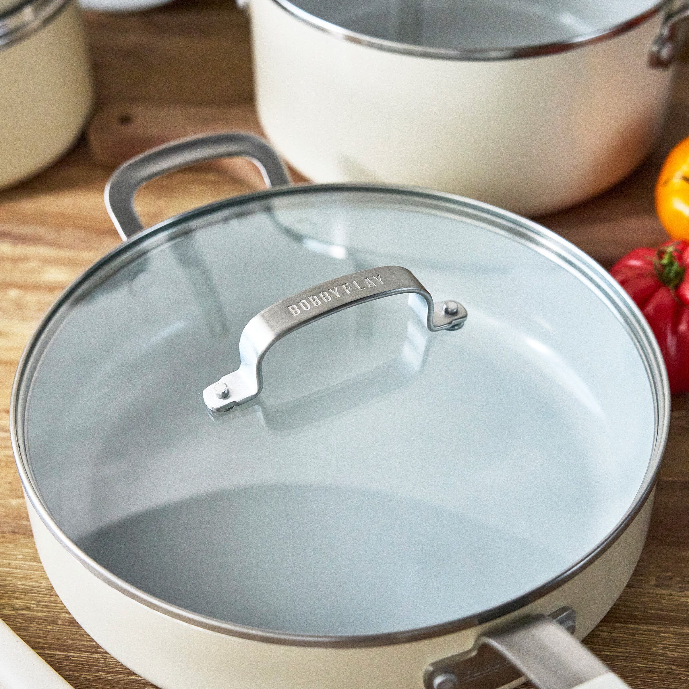Bobby Flay by GreenPan Professional Ceramic Nonstick 16-Piece Cookware Set | Cream - Image 9