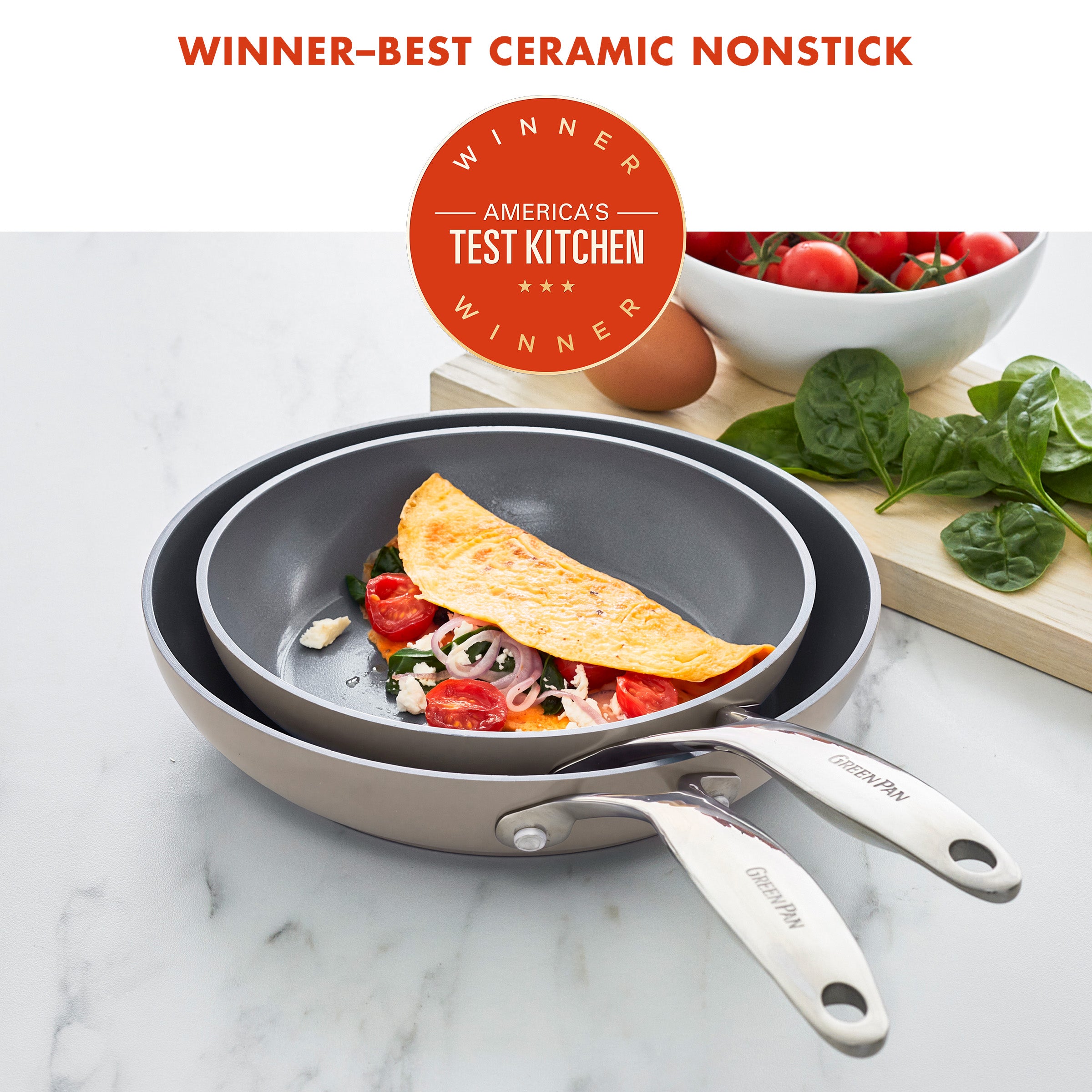 Valencia Pro Ceramic Nonstick 9.5 and 11 Frypan Set | Taupe - Image 2