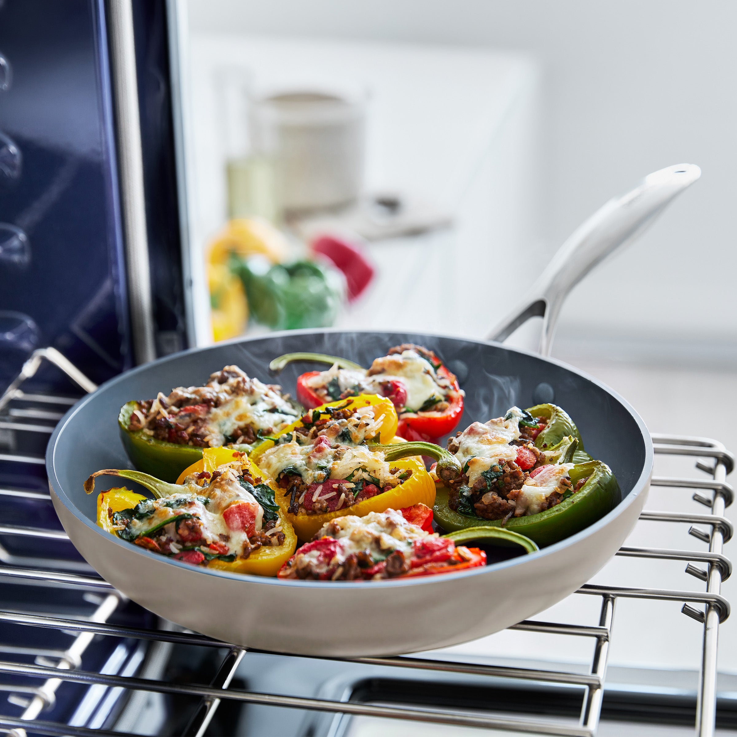 Valencia Pro Ceramic Nonstick 9.5 and 11 Frypan Set | Taupe - Image 5