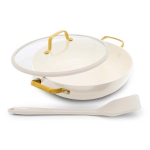 Reserve Pro Ceramic Nonstick 3.75-Quart Everyday Pan with Lid | Cream