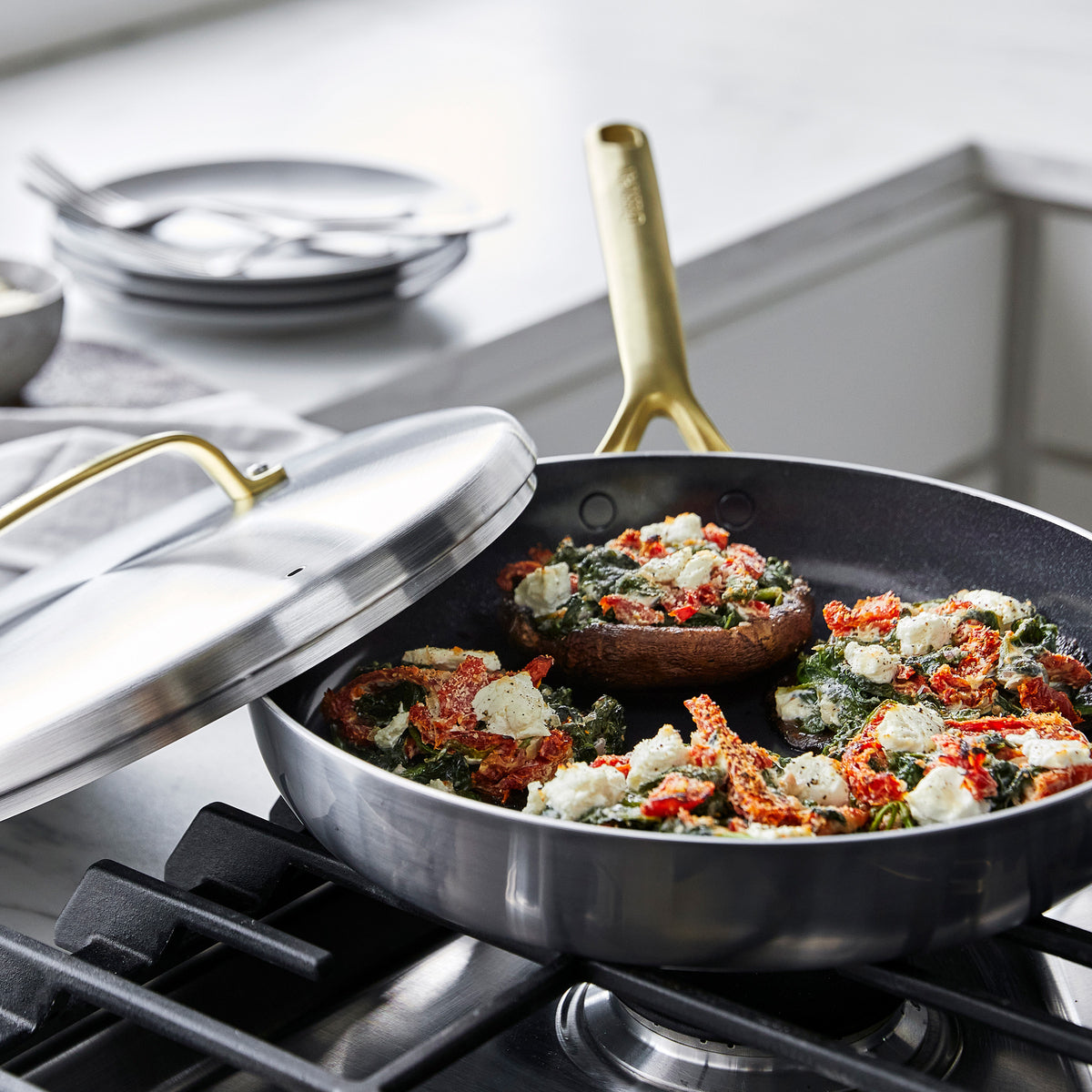 GP5 Stainless Steel 12 Frypan with Lid | Champagne Handles - Image 3