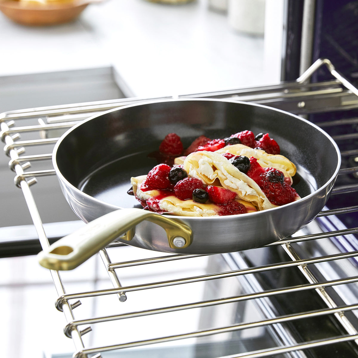 GP5 Stainless Steel 10 and 12 Frypan Set | Champagne Handles - Image 4