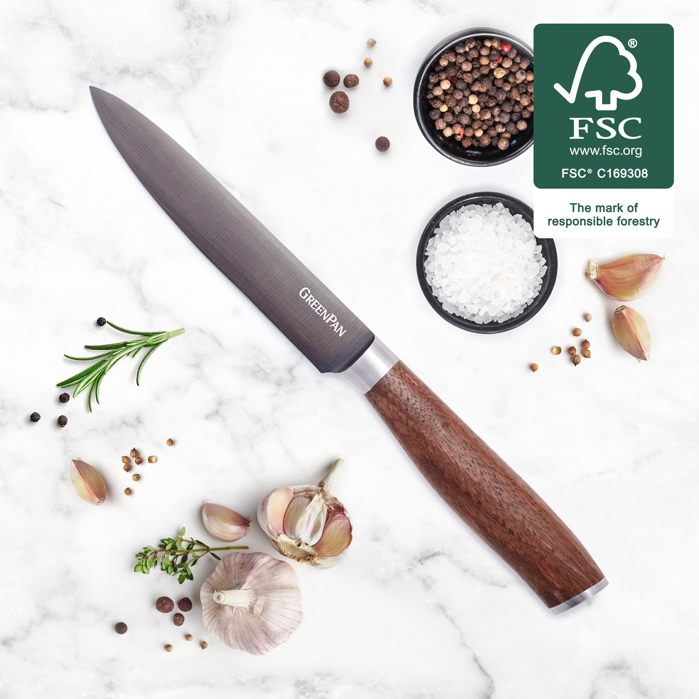 Premiere Titanium Cutlery 5 Utility Knife with Walnut Handle - Image 2