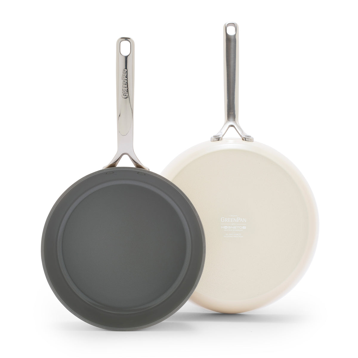 GP5 Colors Ceramic Nonstick 9.5 and 11 Frypan Set with Mirror Handles | Cloud Cream - Image 8
