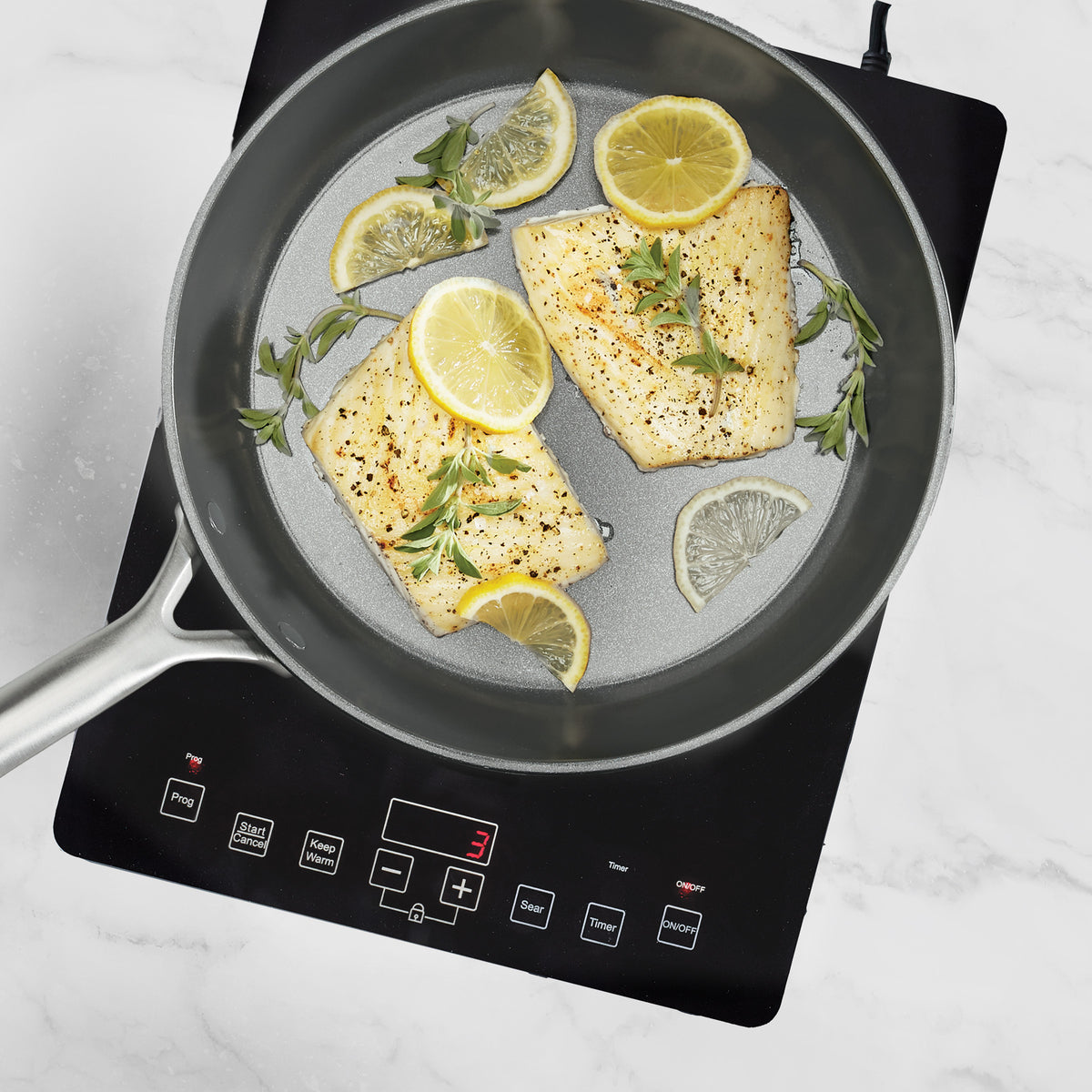 GP5 Colors Ceramic Nonstick 9.5 and 11 Frypan Set with Mirror Handles | Cloud Cream - Image 6