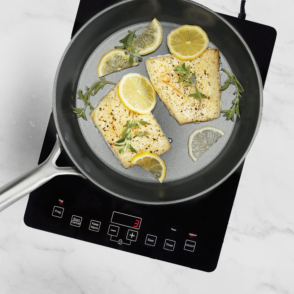 GP5 Colors Ceramic Nonstick 9.5 and 11 Frypan Set with Mirror Handles | Taupe - Image 7