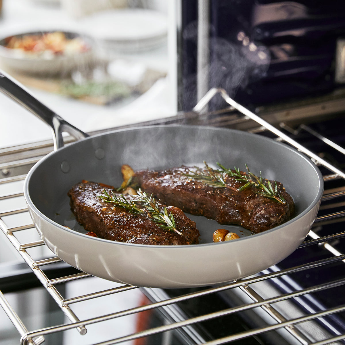 GP5 Colors Ceramic Nonstick 9.5 and 11 Frypan Set with Mirror Handles | Taupe - Image 5