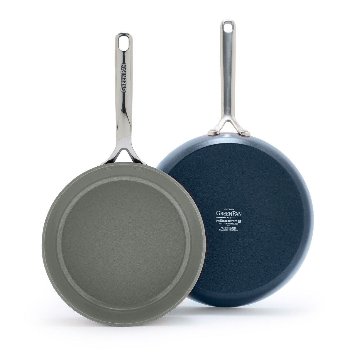 GP5 Colors Ceramic Nonstick 9.5 and 11 Frypan Set with Mirror Handles | Oxford Blue - Image 9