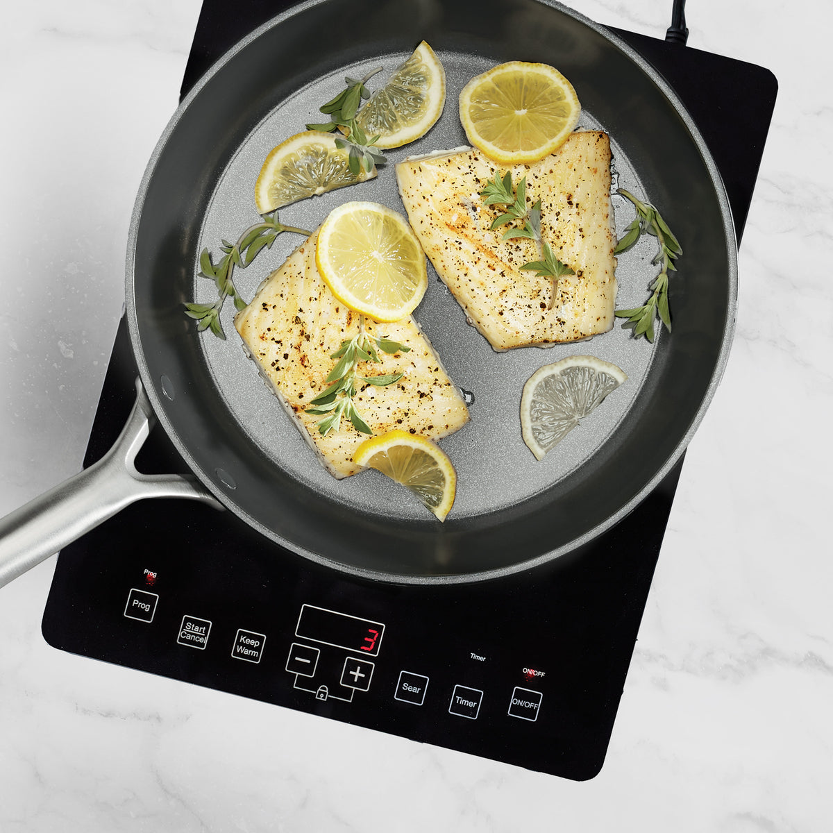 GP5 Colors Ceramic Nonstick 11-Piece Cookware Set with Mirror Handles | Oxford Blue - Image 5