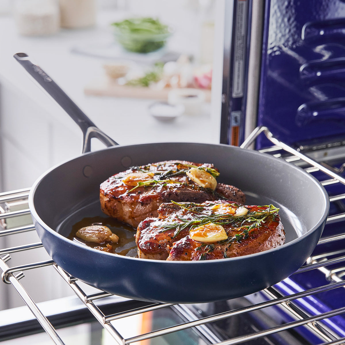 GP5 Colors Ceramic Nonstick 11-Piece Cookware Set with Mirror Handles | Oxford Blue - Image 4