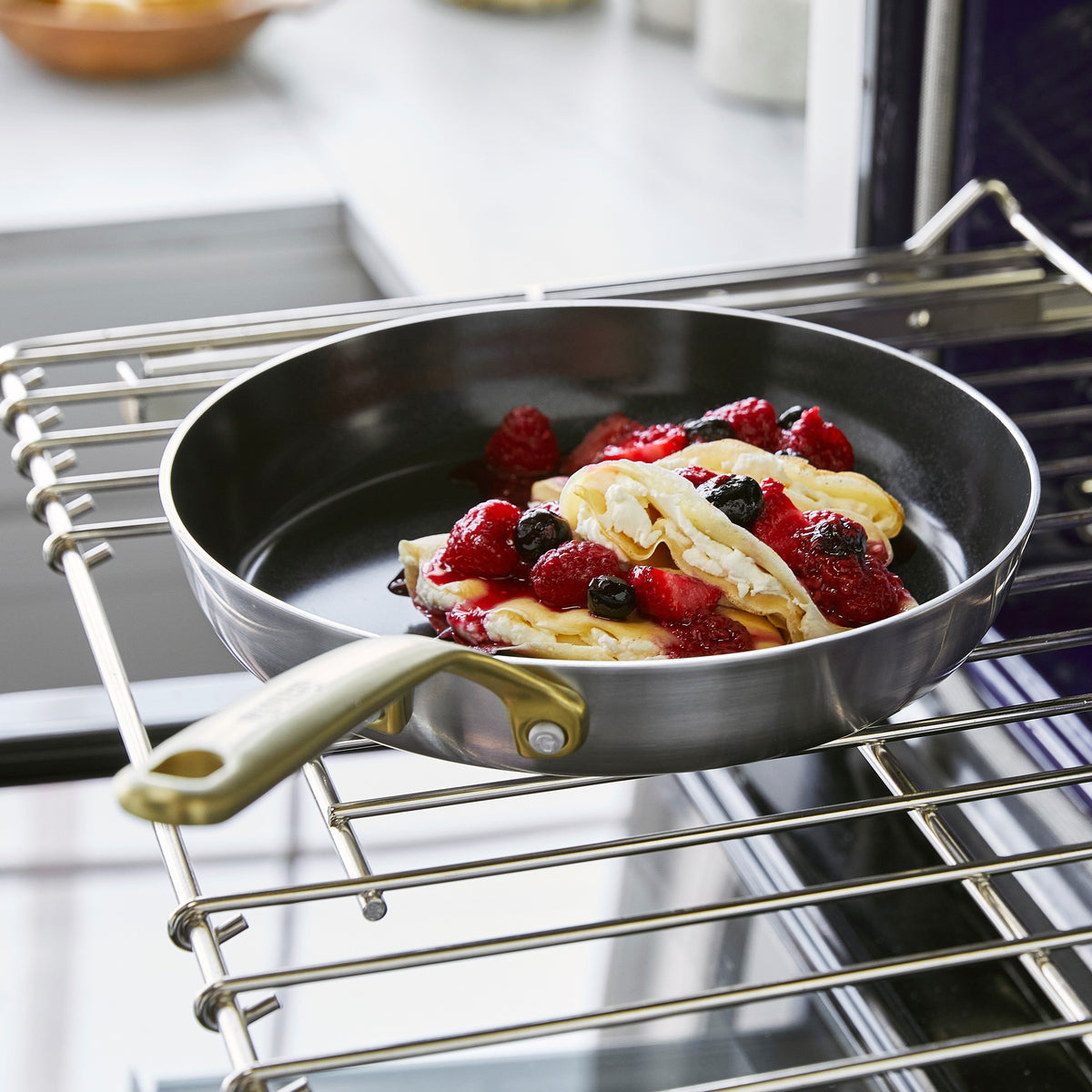 GP5 Stainless Steel 8. 10 and 12 Frypan Set | Champagne Handles - Image 4