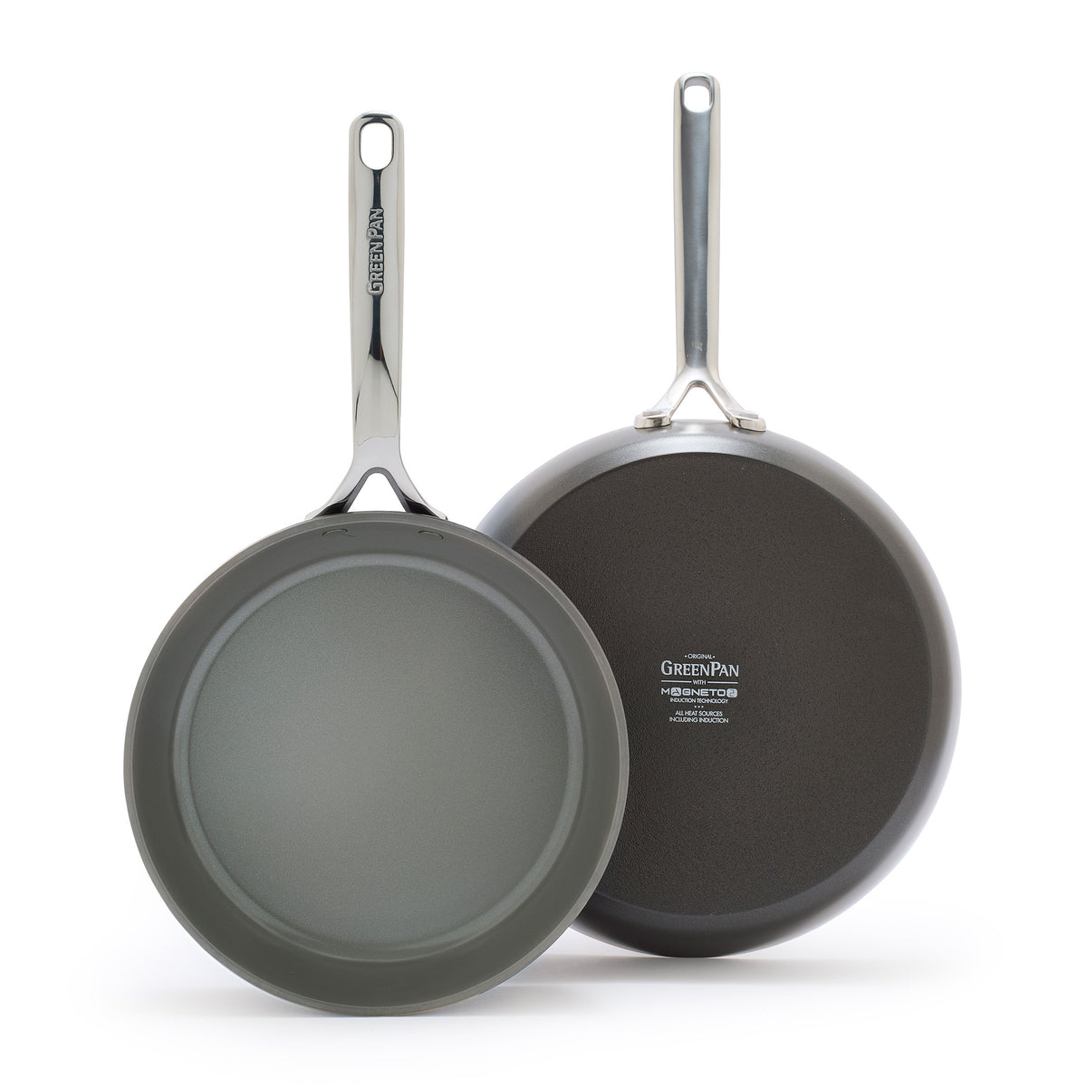 GP5 Colors Ceramic Nonstick 9.5 and 11 Frypan Set with Mirror Handles | Cocoa - Image 9