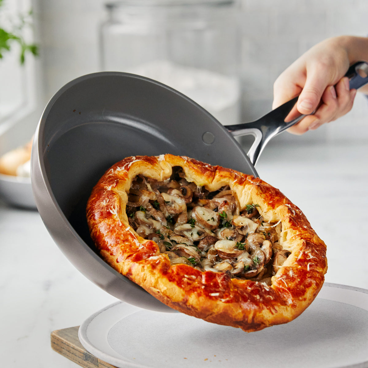 GP5 Colors Ceramic Nonstick 9.5 and 11 Frypan Set with Mirror Handles | Cocoa - Image 6