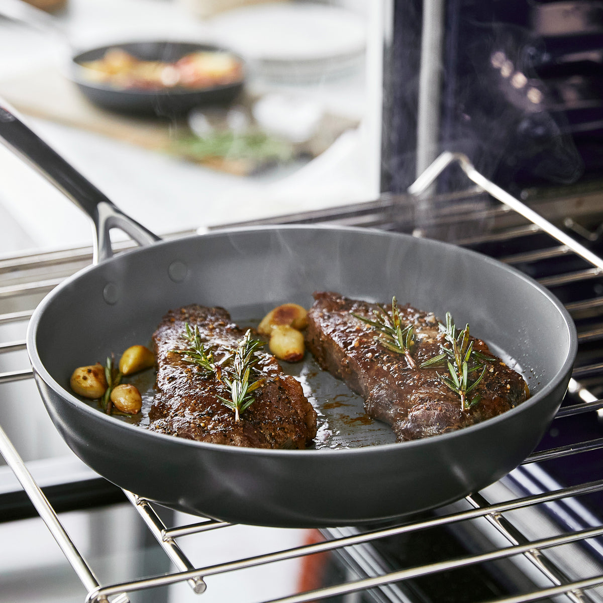 GP5 Colors Ceramic Nonstick 9.5 and 11 Frypan Set with Mirror Handles | Cocoa - Image 5