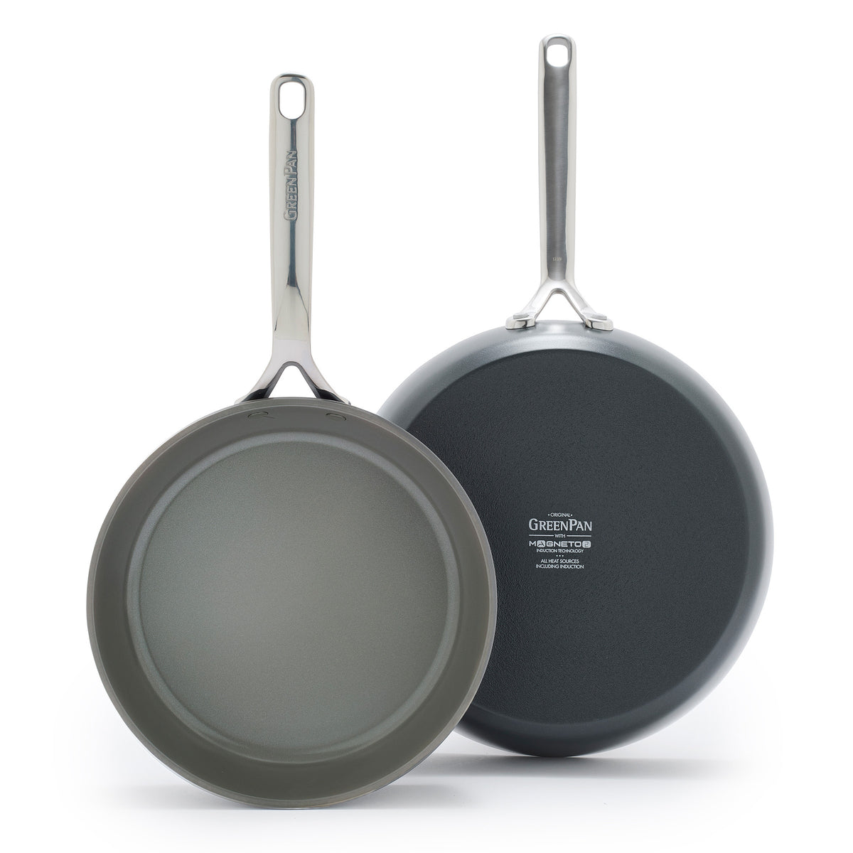 GP5 Colors Ceramic Nonstick 9.5 and 11 Frypan Set with Mirror Handles | Slate - Image 9