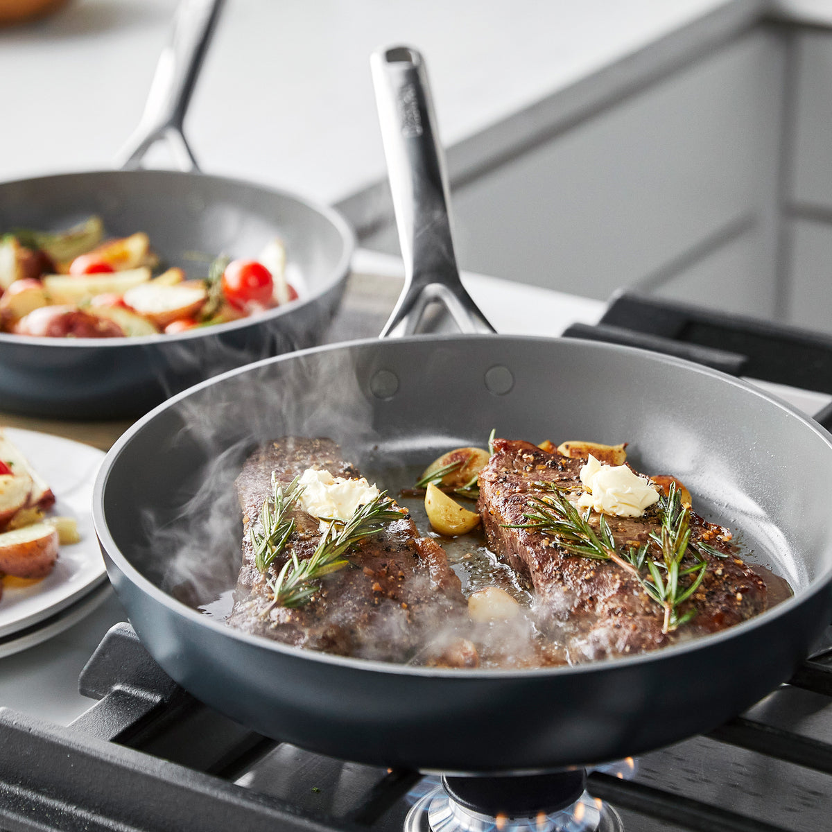 GP5 Colors Ceramic Nonstick 11-Piece Cookware Set with Mirror Handles | Slate - Image 7