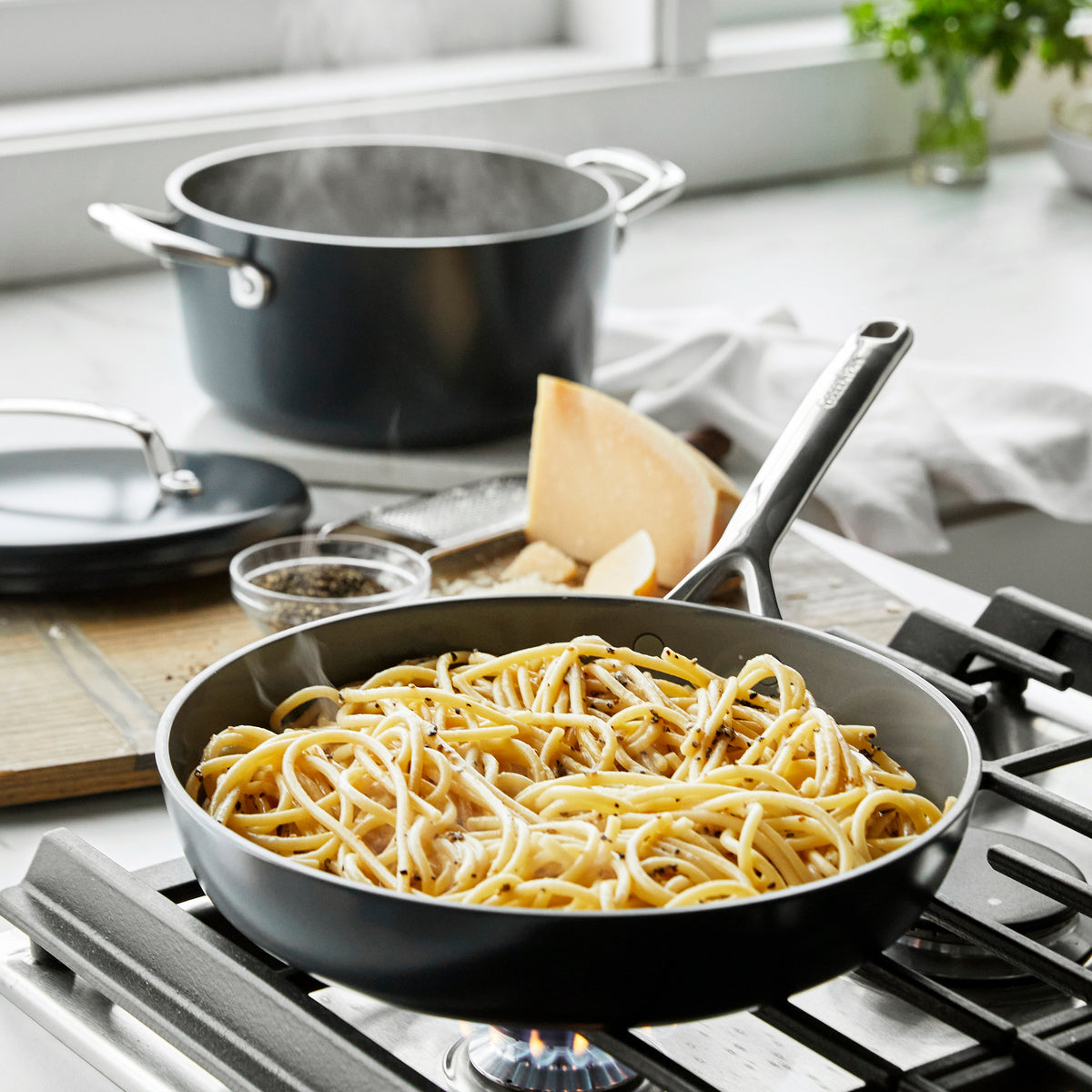 GP5 Colors Ceramic Nonstick 11-Piece Cookware Set with Mirror Handles | Slate - Image 6