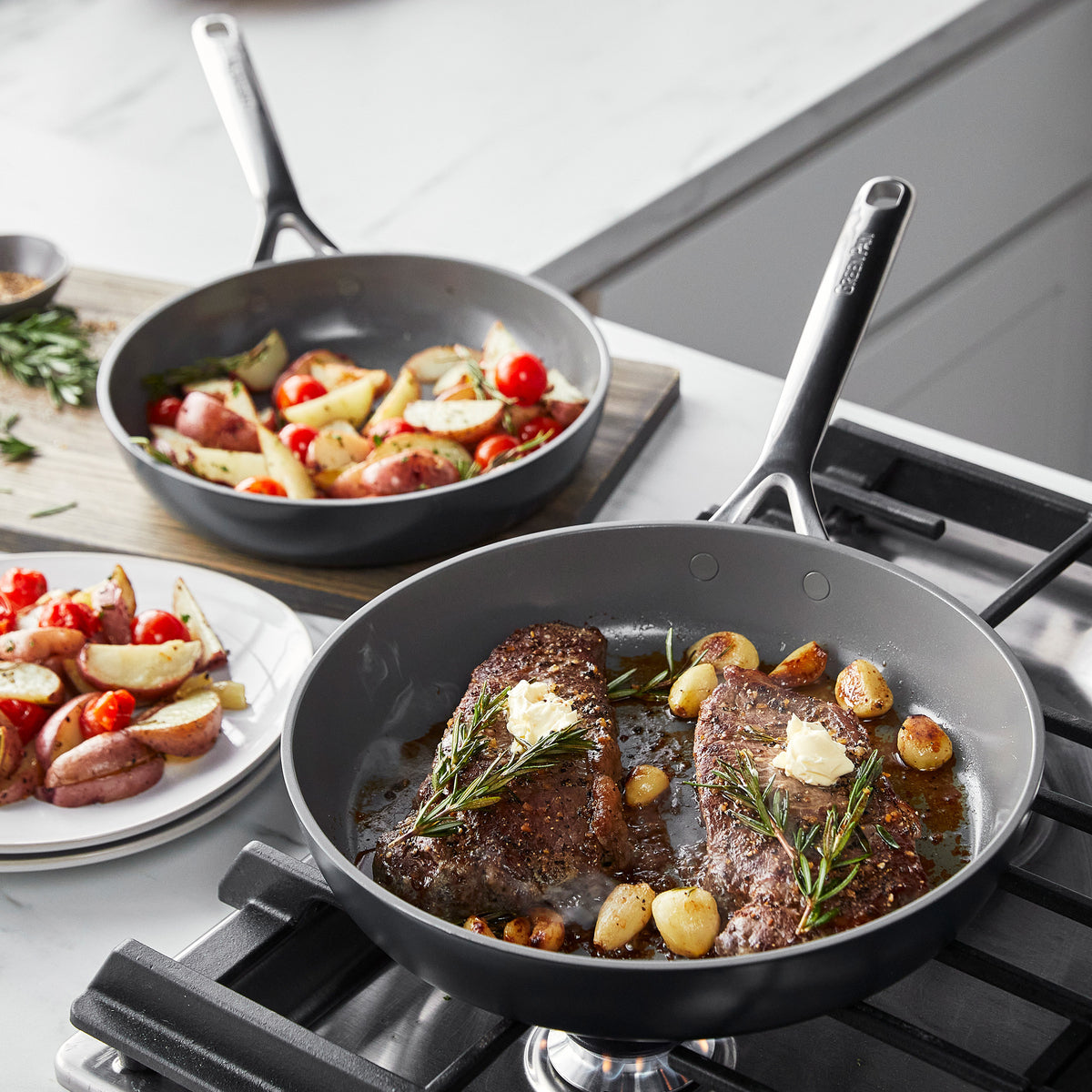GP5 Colors Ceramic Nonstick 11-Piece Cookware Set with Mirror Handles | Slate - Image 3