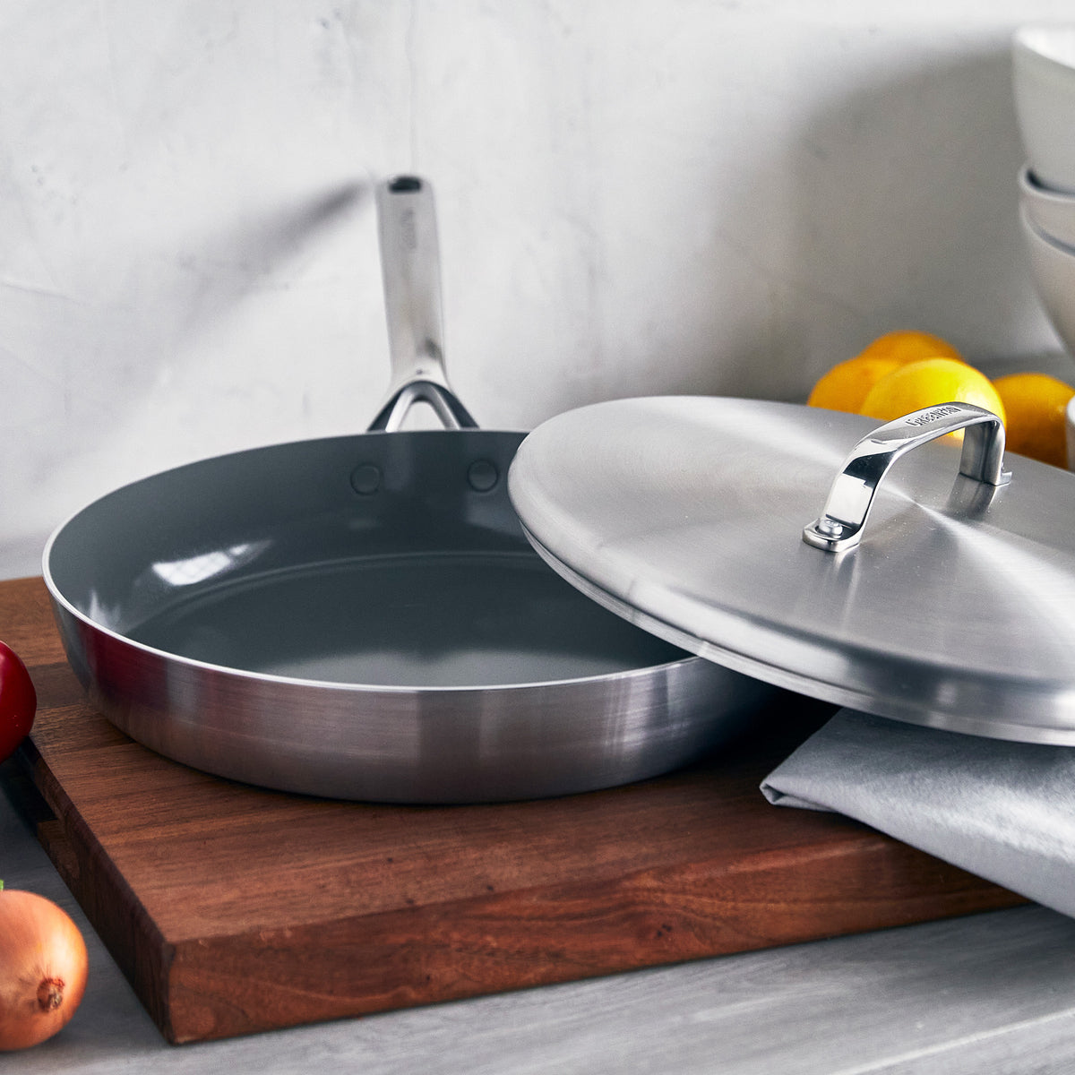 GP5 Stainless Steel 12 Frypan with Lid | Mirror Handles - Image 2