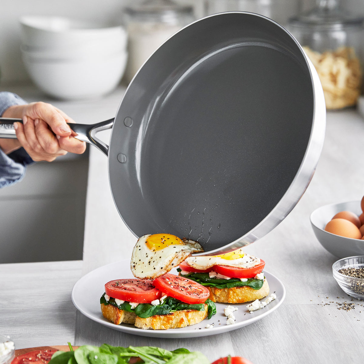 GP5 Stainless Steel 10 and 12 Frypan Set | Mirror Handles - Image 6
