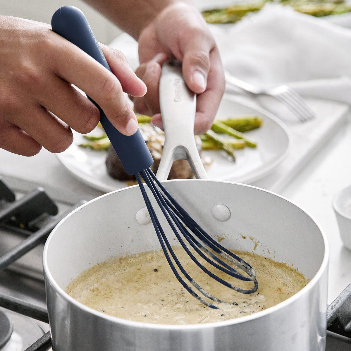 Platinum Silicone Flat Whisk | Navy - Image 4