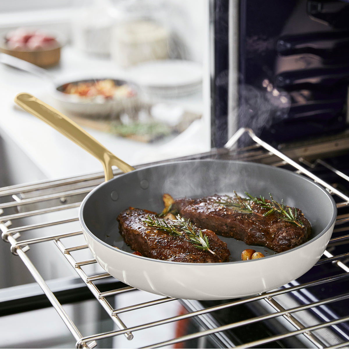 GP5 Colors Ceramic Nonstick 9.5 and 11 Frypan Set with Champagne Handles | Cloud Cream - Image 4