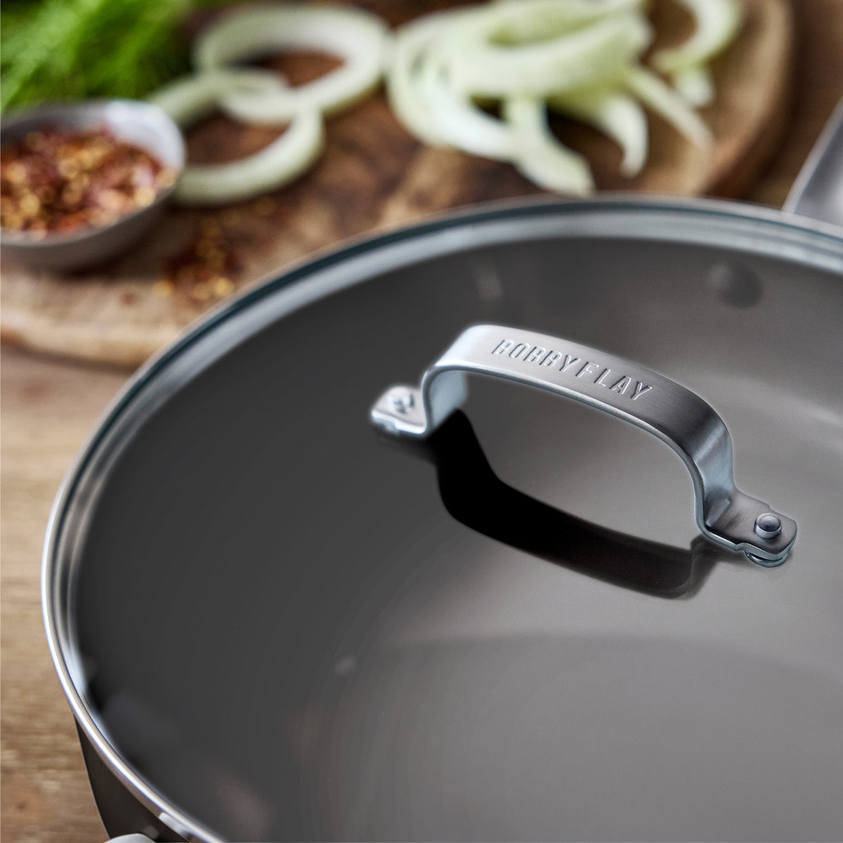 Bobby Flay by GreenPan Professional Ceramic Nonstick 4.5-Quart Sauté Pan with Lid | Black - Image 7