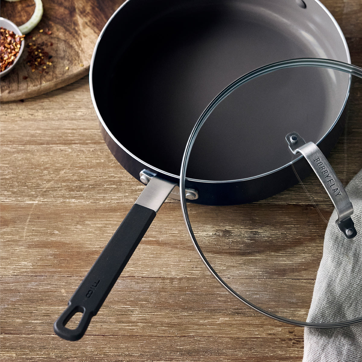 Bobby Flay by GreenPan Professional Ceramic Nonstick 4.5-Quart Sauté Pan with Lid | Black - Image 4