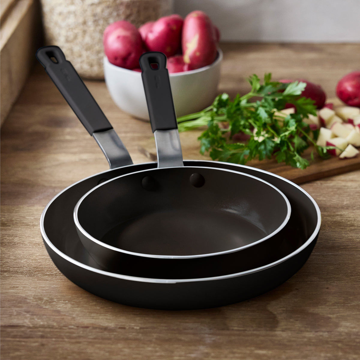 Bobby Flay by GreenPan Professional Ceramic Nonstick 8 and 10 Frypan Set | Black - Image 3