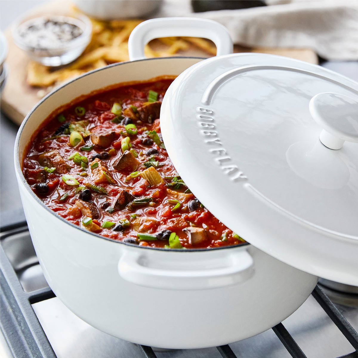 Bobby Flay by GreenPan 5.5-Quart Enameled Cast Iron Dutch Oven | Ivory - Image 5