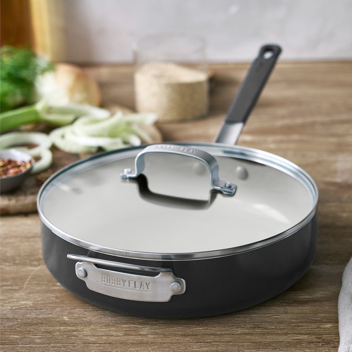 Bobby Flay by GreenPan Professional Ceramic Nonstick 4.5-Quart Sauté Pan with Lid | Graphite - Image 3