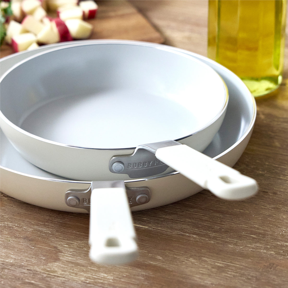 Bobby Flay by GreenPan Professional Ceramic Nonstick 8 and 10 Frypan Set | Cream - Image 8