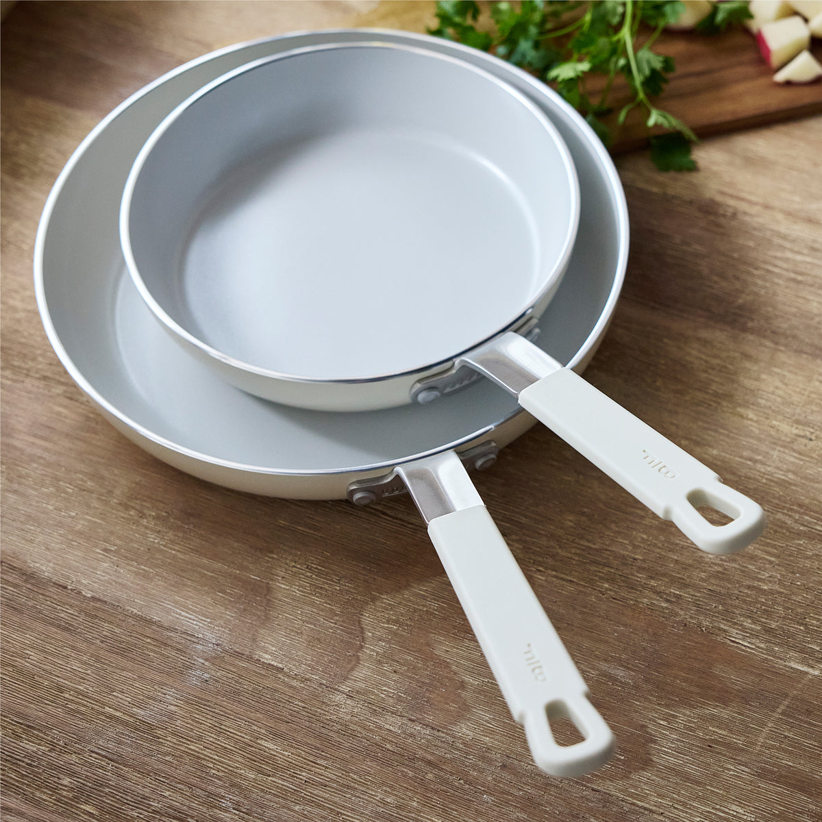 Bobby Flay by GreenPan Professional Ceramic Nonstick 8 and 10 Frypan Set | Cream - Image 6