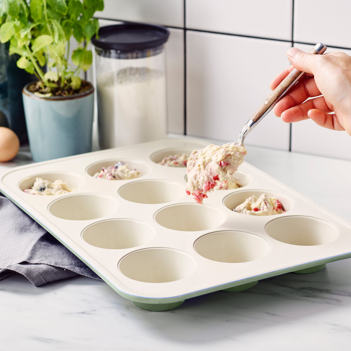 GreenLife Ceramic Nonstick Muffin Pan | Sage Green - Image 3