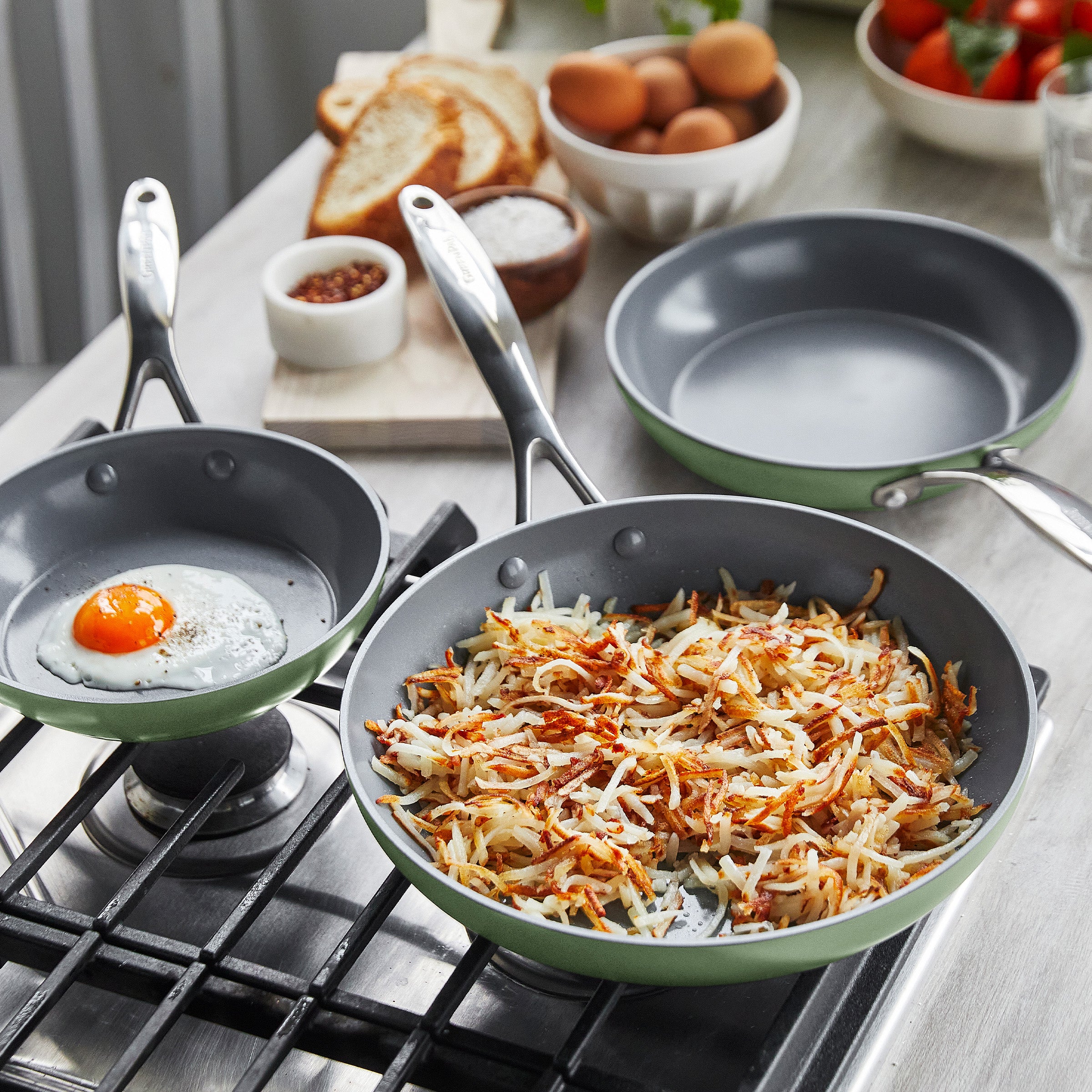 Valencia Pro Ceramic Nonstick 11-Piece Cookware Set | Sage - Image 4