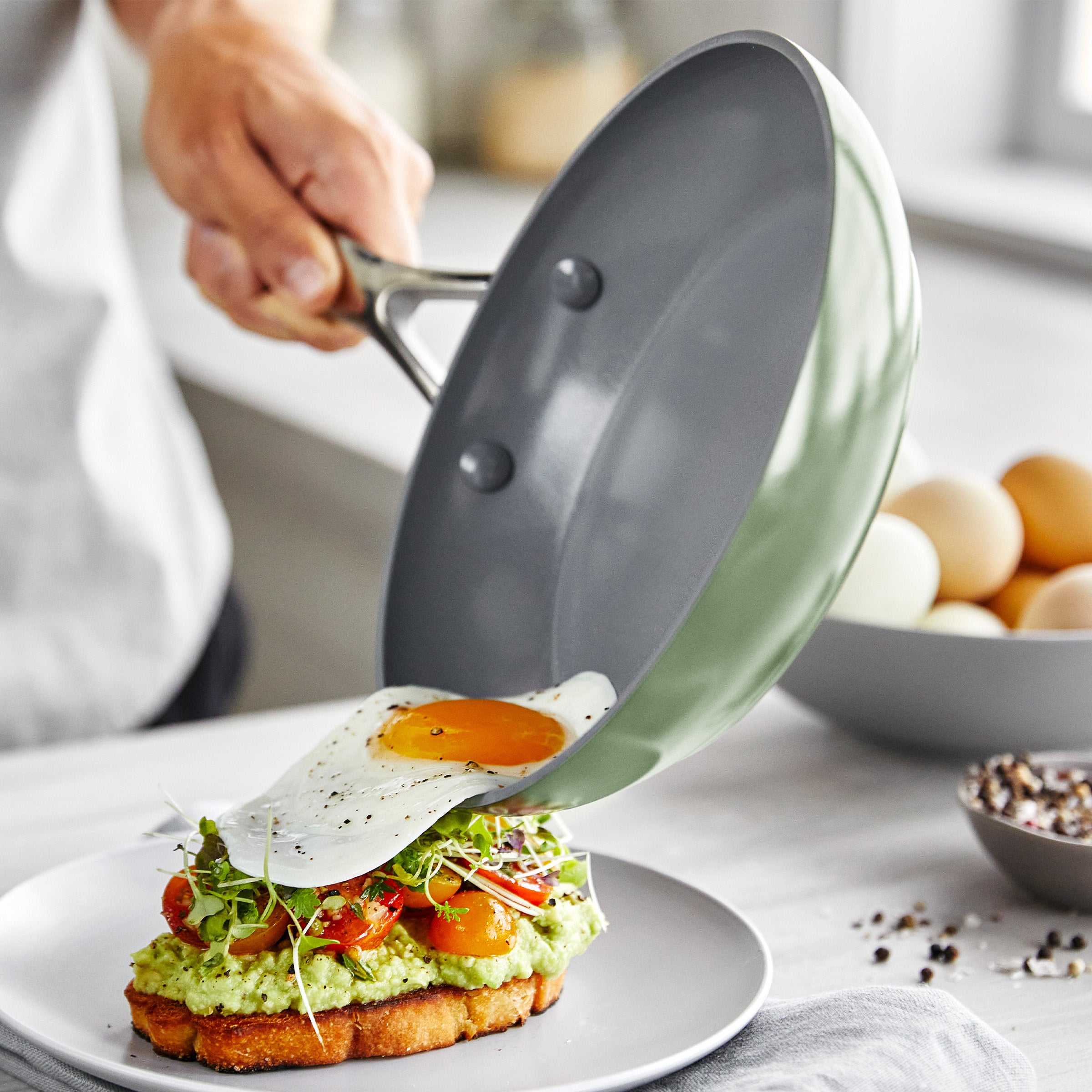 Valencia Pro Ceramic Nonstick 19-Piece Cookware Set | Sage - Image 3
