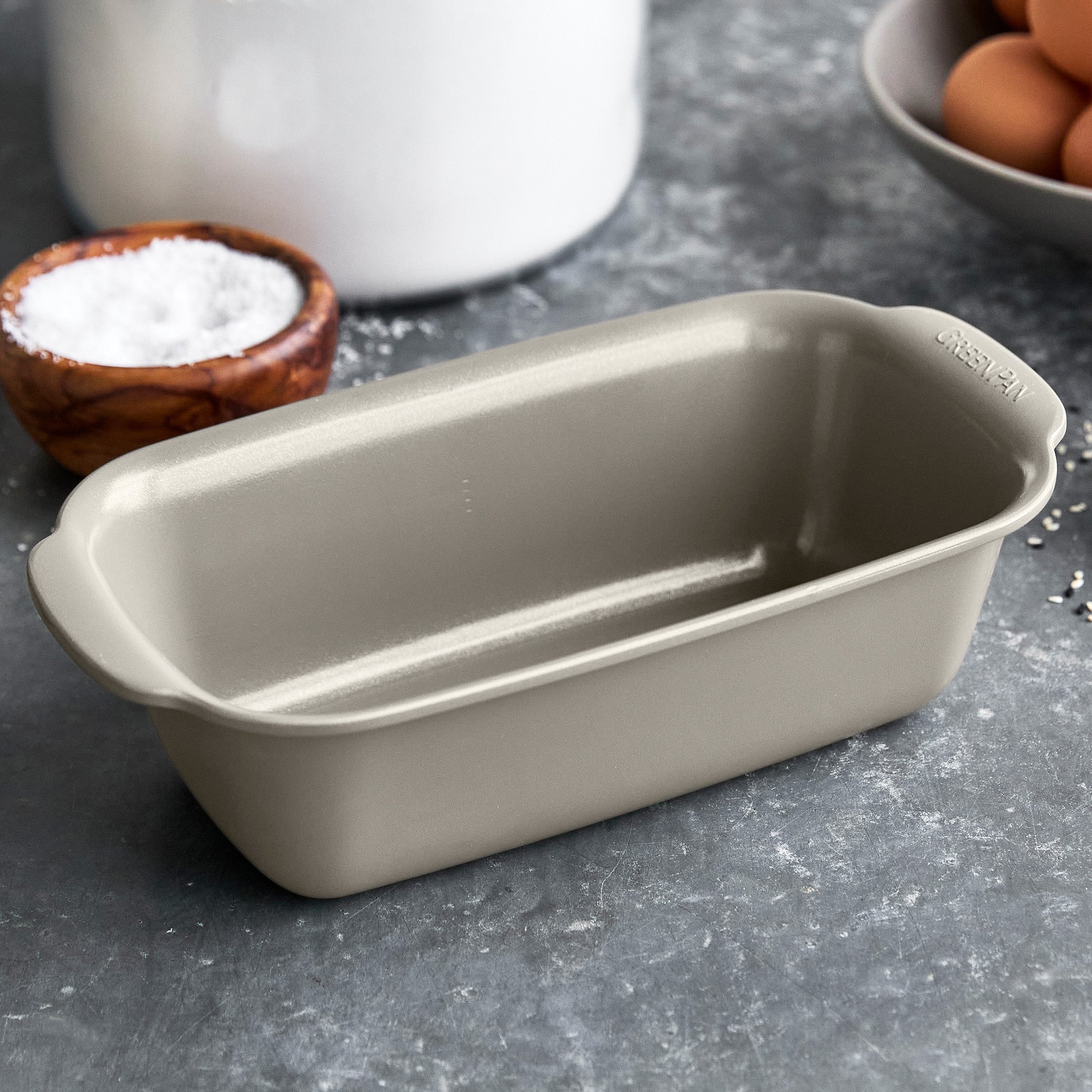 Premiere Ovenware Ceramic Nonstick 1 lb. Loaf Pan | Taupe - Image 2