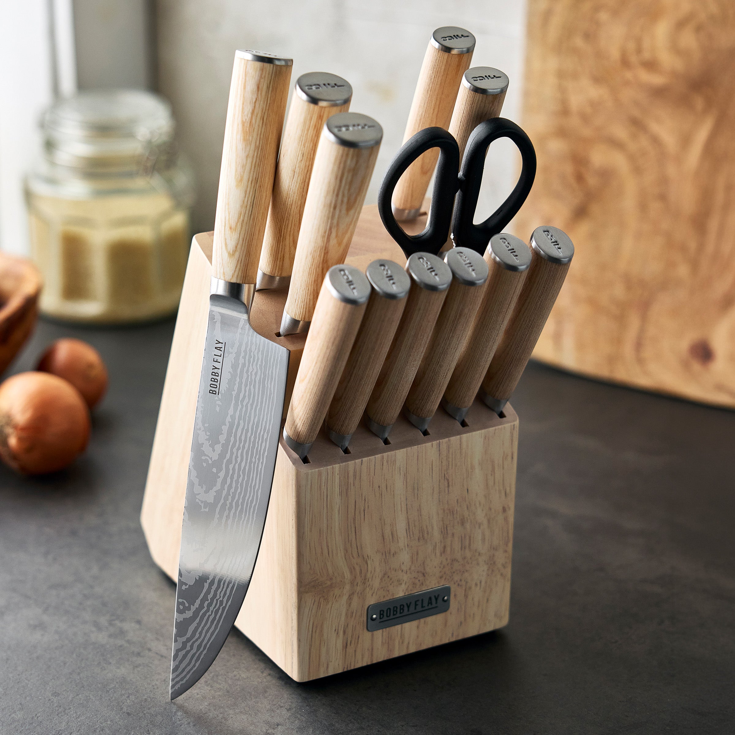 Bobby Flay by GreenPan Light Pakka Wood 13-Piece Knife Block Set - Image 4
