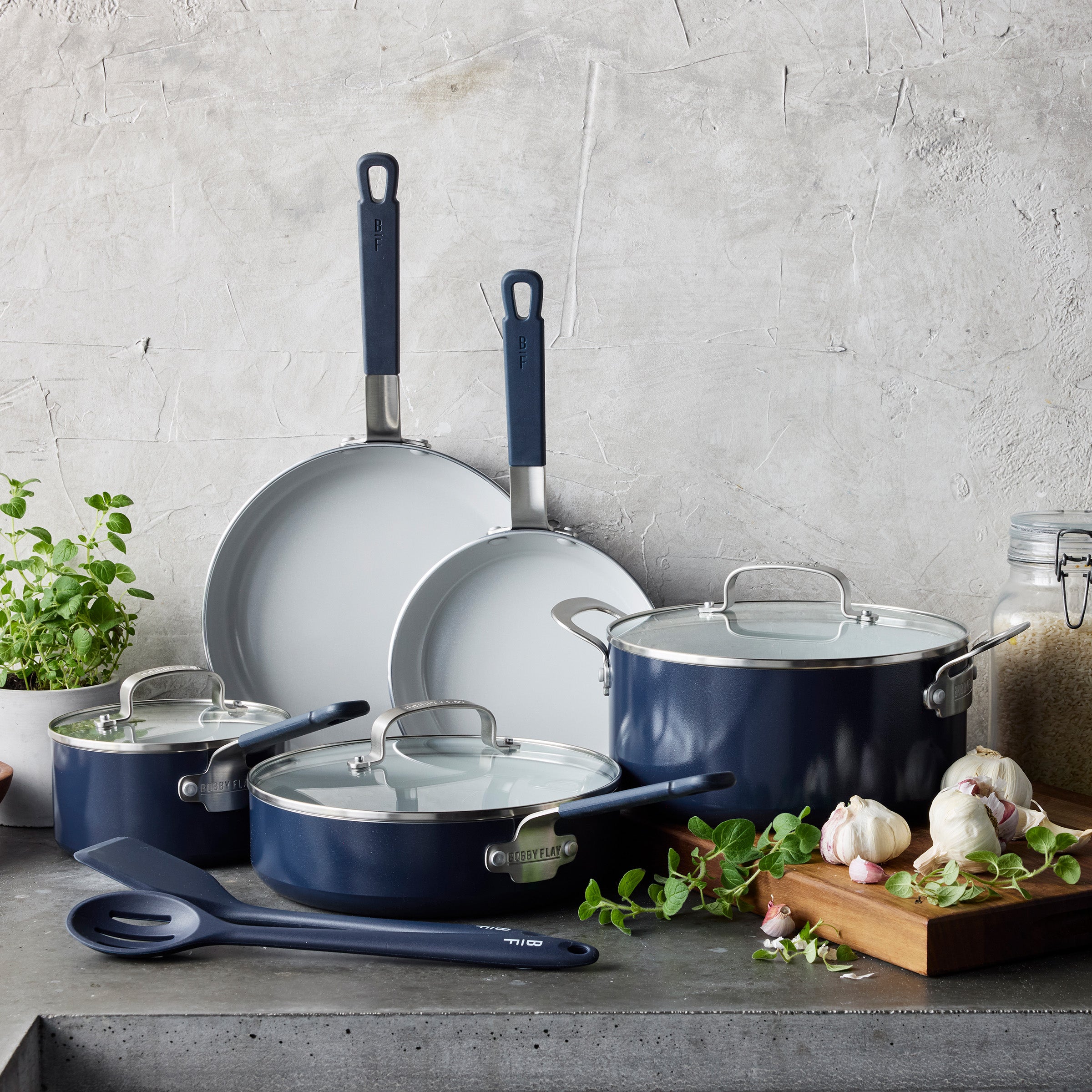 Bobby Flay by GreenPan Professional Ceramic Nonstick 10-Piece Cookware Set | Oxford Blue - Image 3