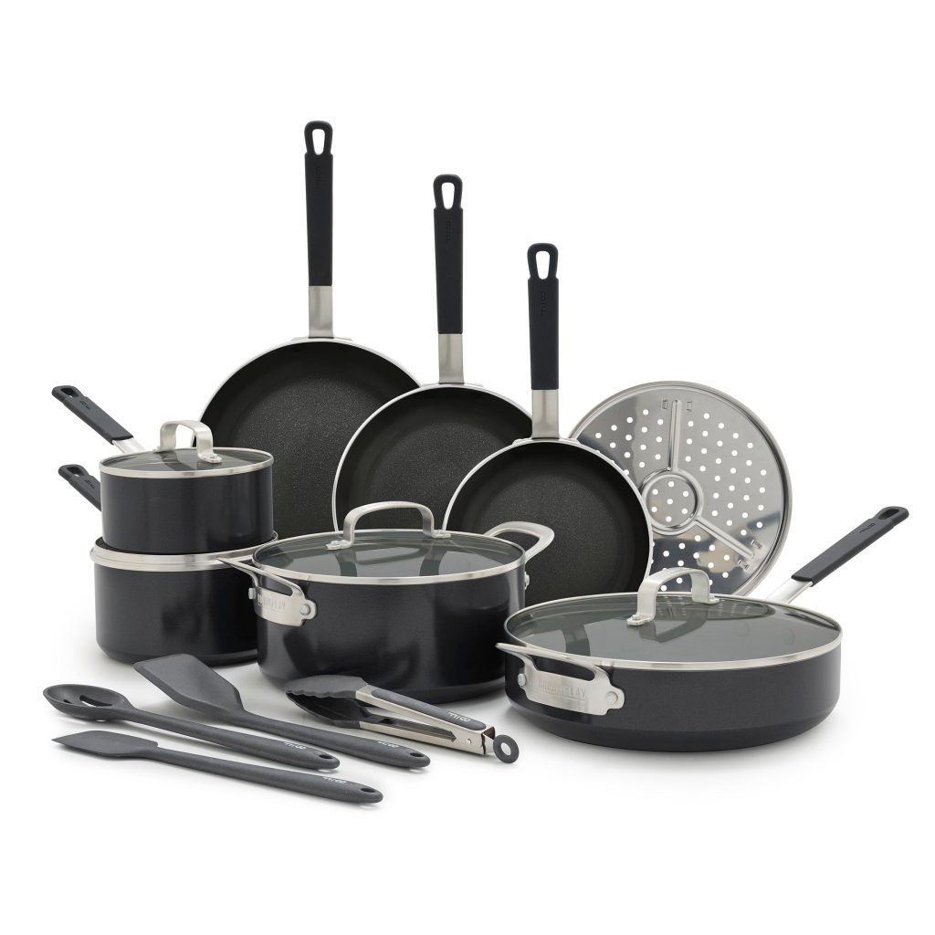 Bobby Flay by GreenPan Professional Ceramic Nonstick 16-Piece Cookware Set | Black