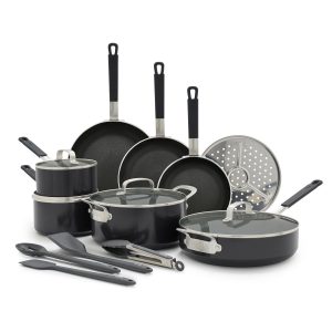 Bobby Flay by GreenPan Professional Ceramic Nonstick 16-Piece Cookware Set | Black