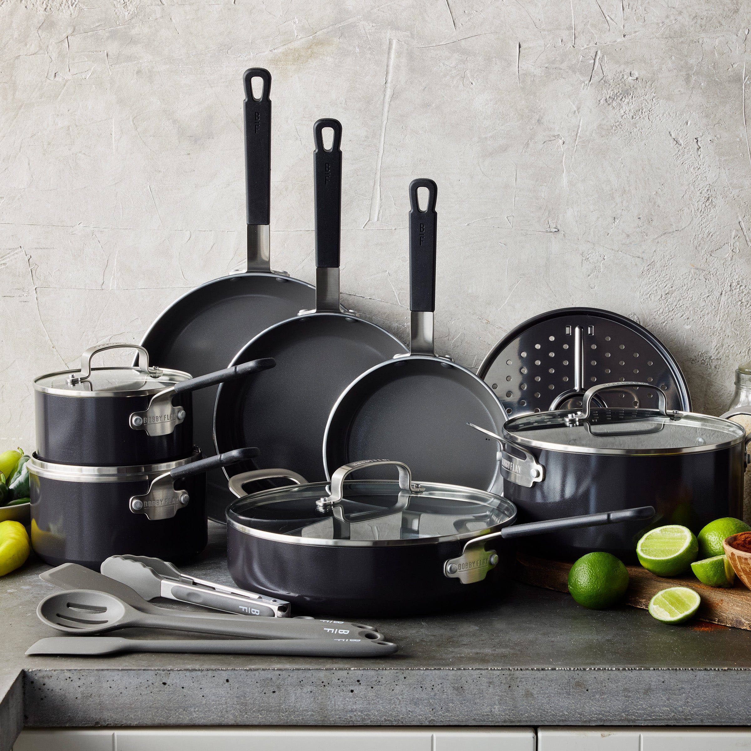 Bobby Flay by GreenPan Professional Ceramic Nonstick 16-Piece Cookware Set | Black - Image 3