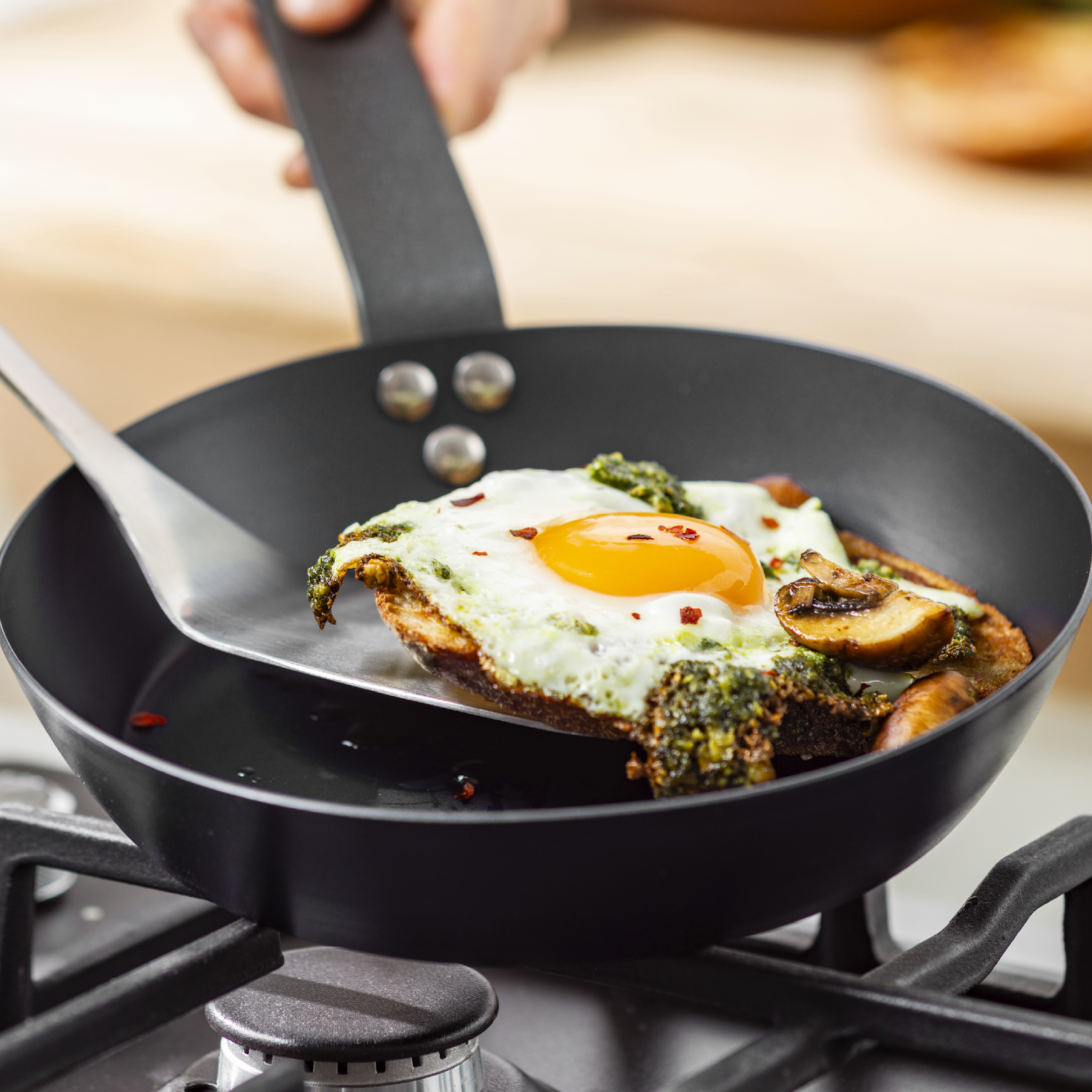 Bobby Flay by GreenPan 8. 10 and 12 Carbon Steel Frypan Set - Image 7