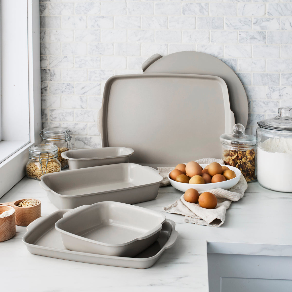 Premiere Ovenware Ceramic Nonstick 6-Piece Set | Taupe - Image 2